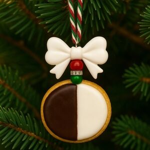 Black & White Cookie Christmas Ornament – Handmade Clay Italian Holiday Dessert